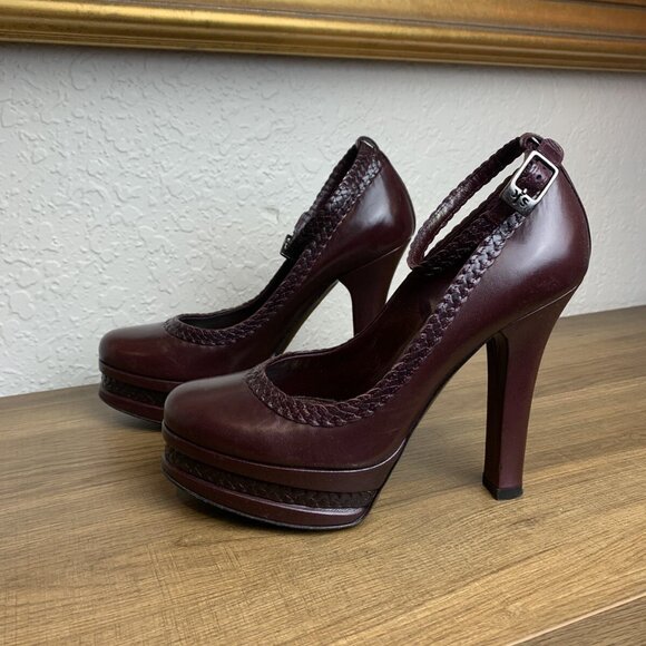 Stephane Kelian Red Platform Pumps Heels Ankle Straps - Picture 10 of 10